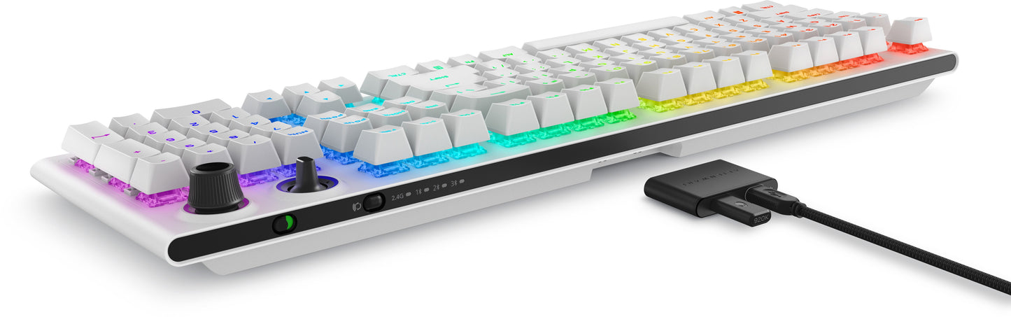 Dell Alienware Tri - Mode AW920K - Volle Größe (100%) - Verkabelt & Kabellos - USB + RF Wireless + Bluetooth - Mechanischer Switch - RGB - LED - Weiß - Tastatur