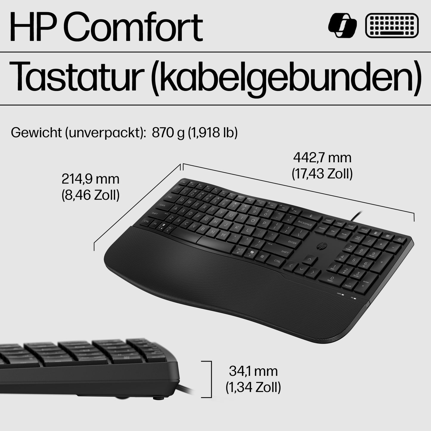 HP 485 Comfort kabelgebundene Tastatur - QWERTZ - Tastatur