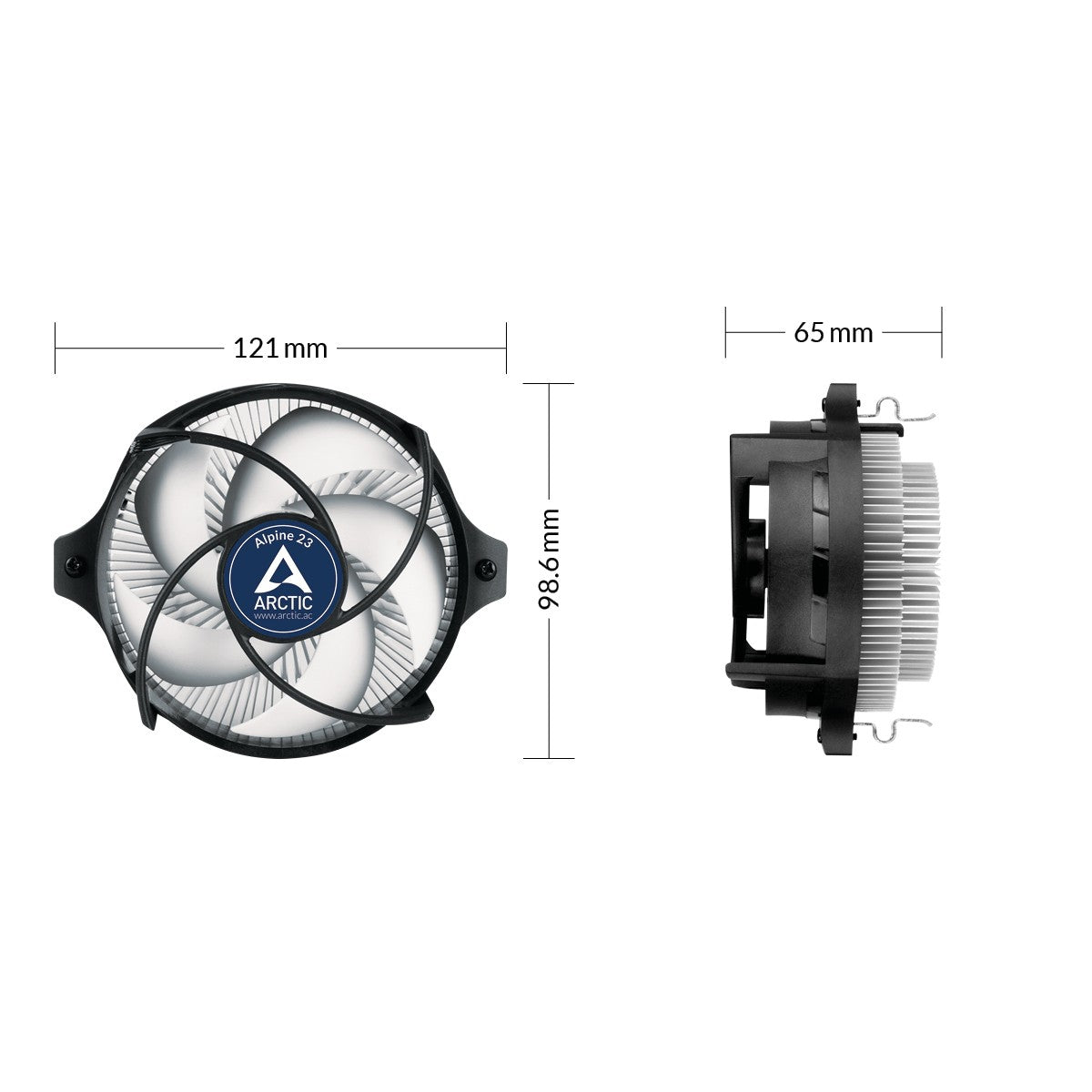 Arctic Alpine 23 - Compact AMD CPU - Cooler - Luftkühlung - 9 cm - 100 RPM - 2000 RPM - 0,3 Sone - Aluminium - Schwarz - Kühler