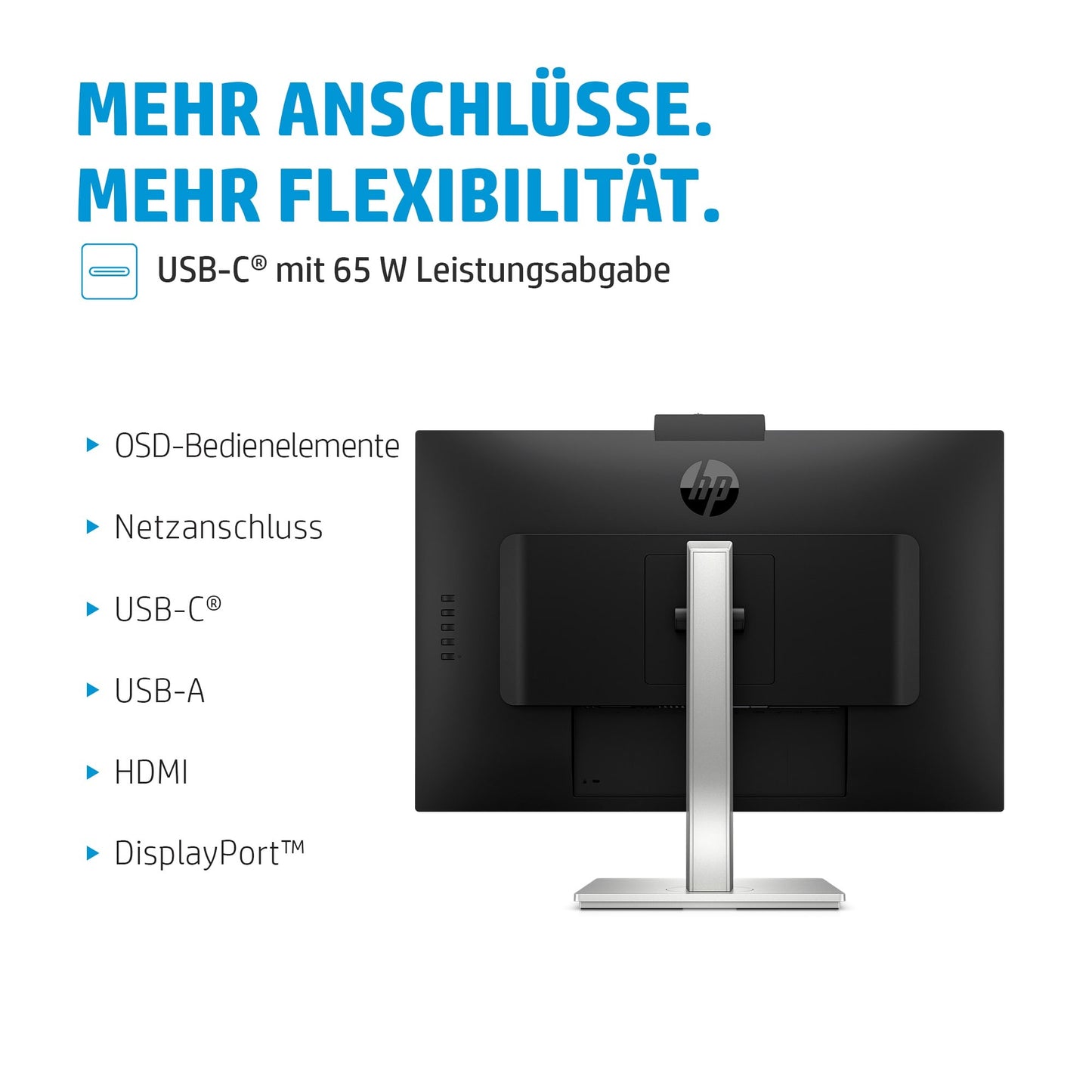 HP E - Series E27m G4 QHD USB - C - Konferenzmonitor - 68,6 cm (27") - 2560 x 1440 Pixel - Quad HD - LCD - 5 ms - Schwarz - Monitor