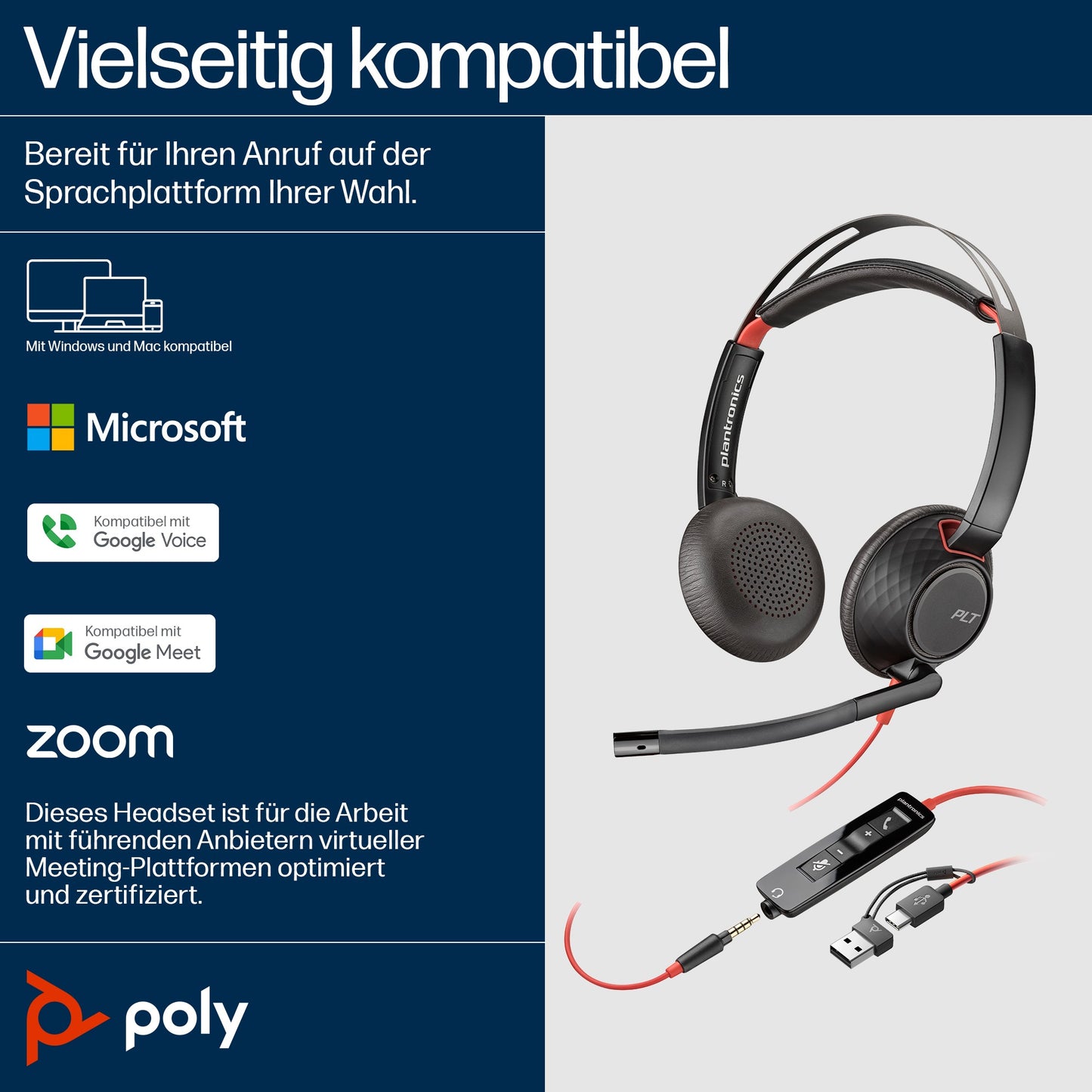 Poly Blackwire 5220 Stereo USB - C Headset+ - Stereo - Headset