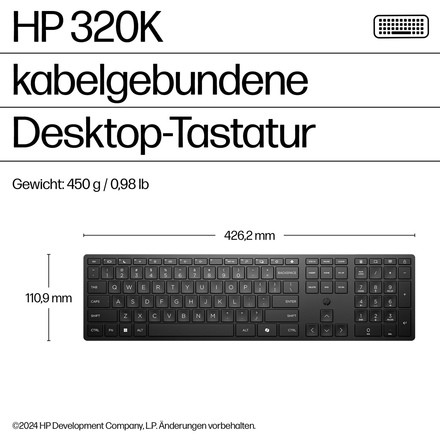 HP Desktop 320K - USB - QWERTZ - Tastatur