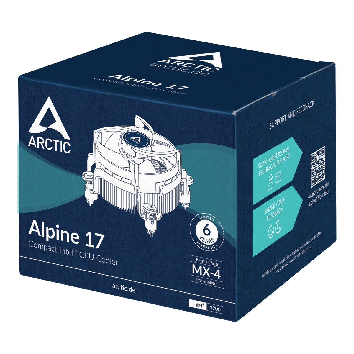 Arctic Alpine 17 - Kompakter Intel CPU Kühler - Luftkühlung - 9,2 cm - 100 RPM - 2000 RPM - 0,3 Sone - Schwarz - Silber - Kühler