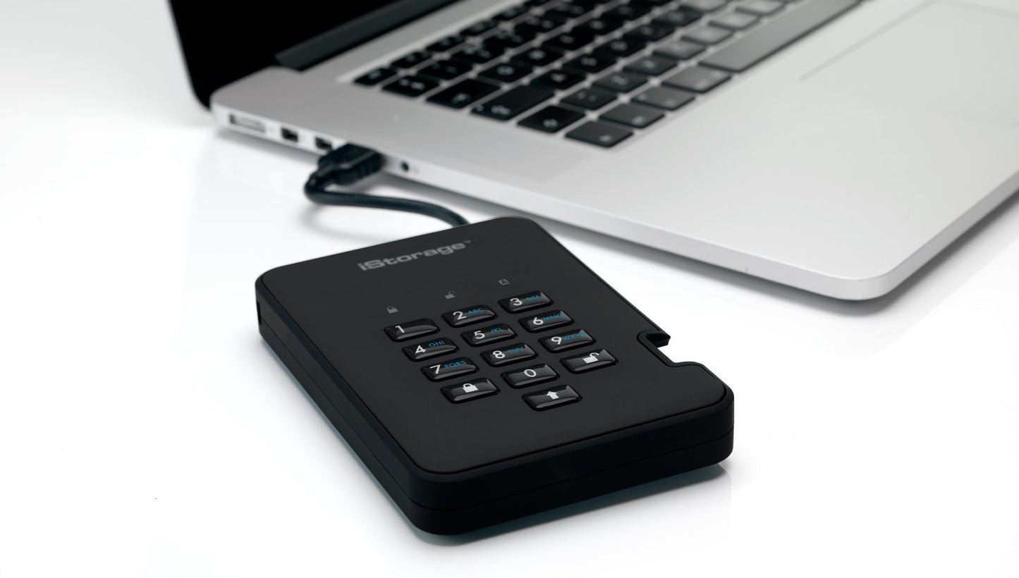 iStorage diskAshur2 256 - bit 2TB USB 3.2 secure encrypted hard drive - Black IS - DA2 - 256 - 2000 - B - 2 TB - 3.2 Gen 1 (3.1 Gen 1) - 5400 RPM - Schwarz - Festplatte