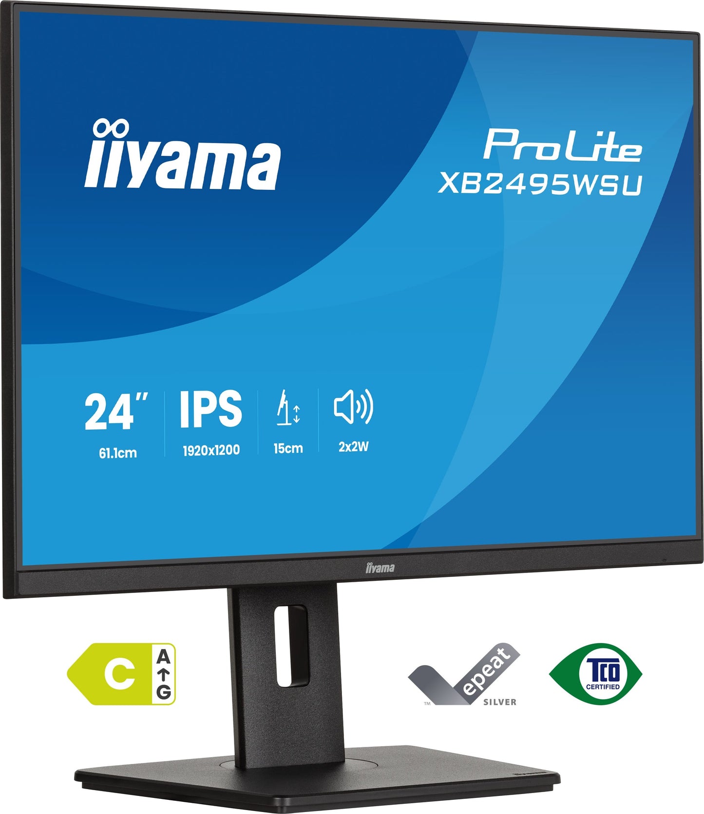 Iiyama 24iWIDE LCD 1920 x 1200 WUXGA 100 Hz IPS panel LED Bl. Pivot HeightAdjust - Monitor