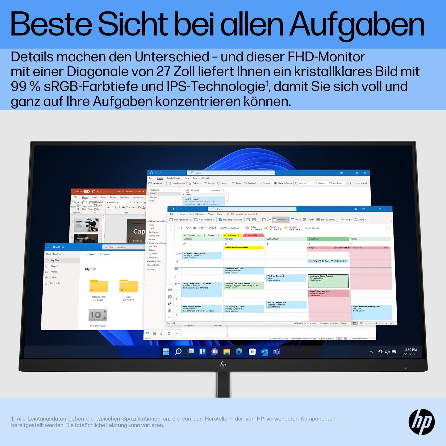 HP E27 G5 FHD Monitor - 68,6 cm (27") - 1920 x 1080 Pixel - Full HD - LCD - 5 ms - Schwarz - Monitor