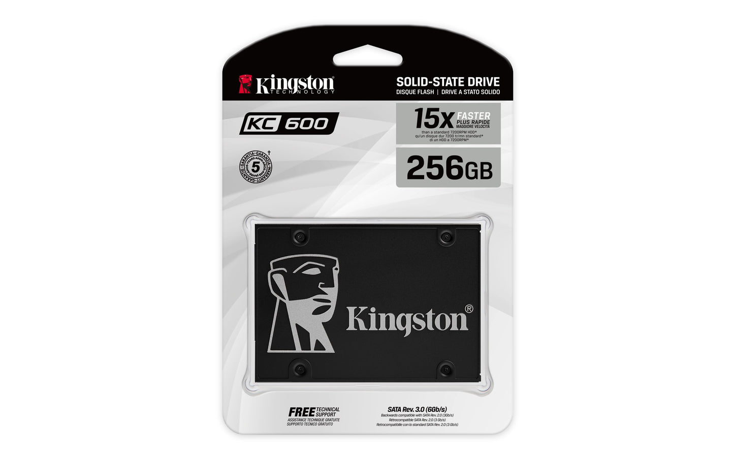 Kingston 256G SSD KC600 SATA3 2.5" - 256 GB - 2.5" - 550 MB/s - 6 Gbit/s - SSD