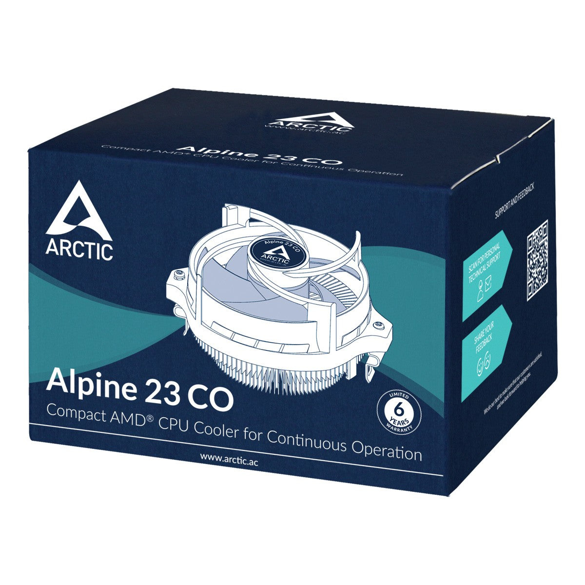 Arctic Alpine 23 CO - Kompakter AMD CPU für den Dauerbetrieb - Luftkühlung - 9 cm - 200 RPM - 2700 RPM - 0,3 Sone - Aluminium - Schwarz - Kühler