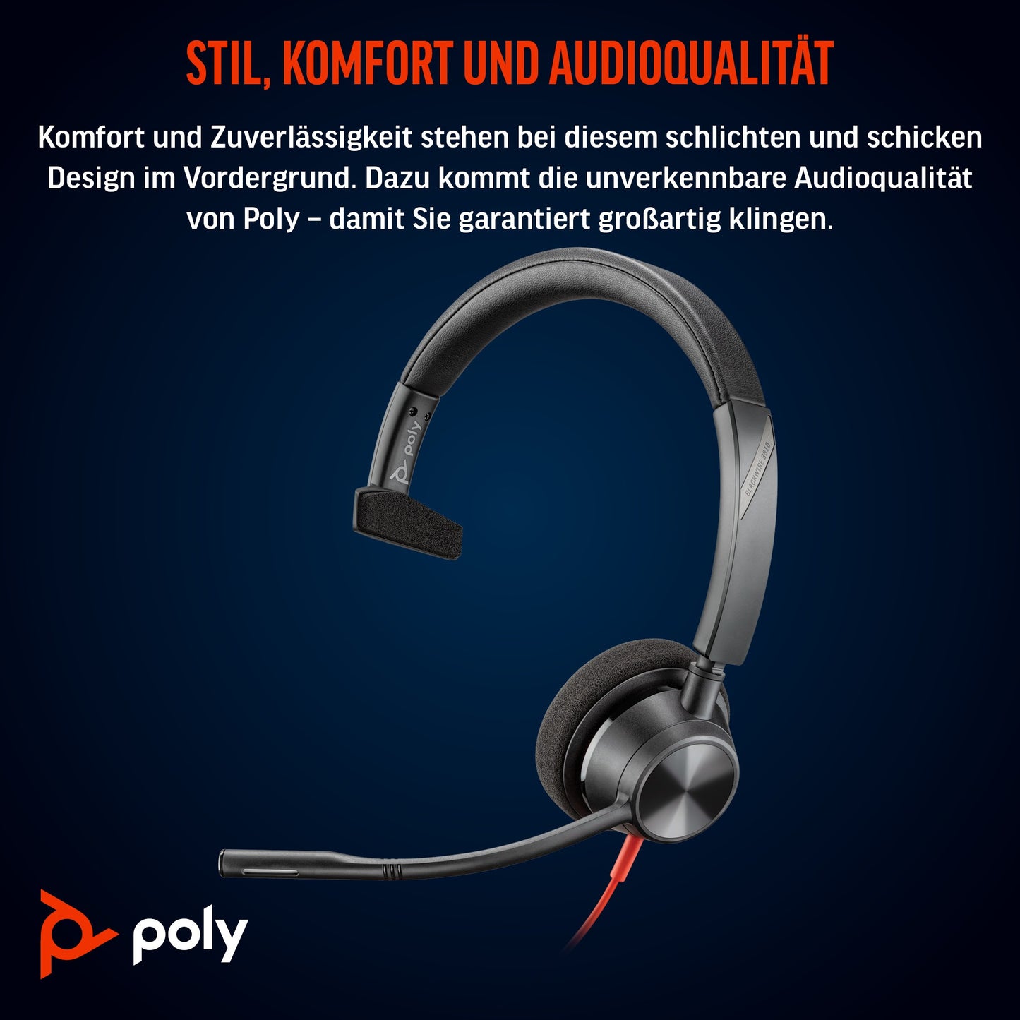 Poly Blackwire 3310 Monaural USB - C Headset - Plug and Play - Headset