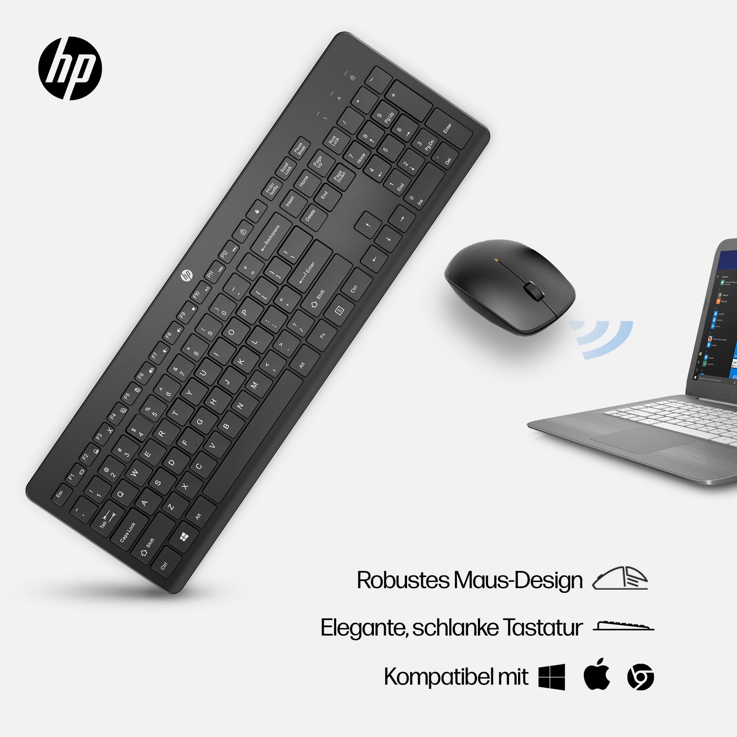 HP 230 Wireless Tastatur Maus Set - 1.600 dpi - Tastatur