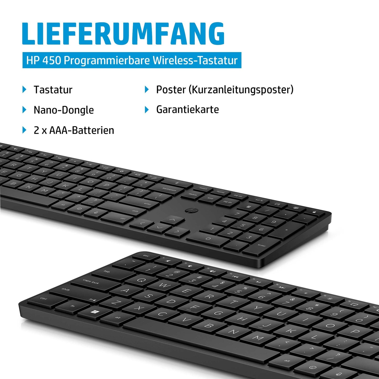 HP Tastatur 450 Kabellos Programmierbar Schwarz - 20 Tasten - Tastatur