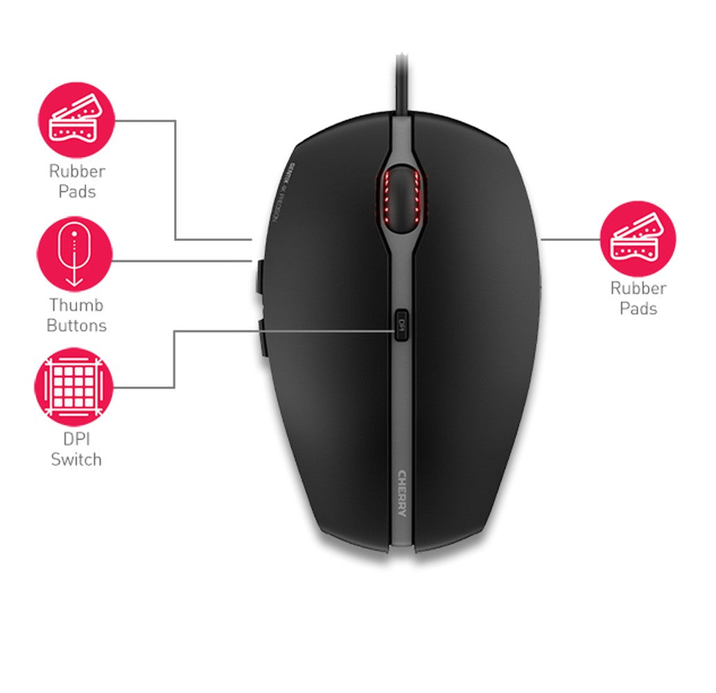 Cherry GENTIX 4K Kabelgebundene Maus - Schwarz - USB - Beidhändig - Optisch - USB - 3600 DPI - Schwarz - Maus