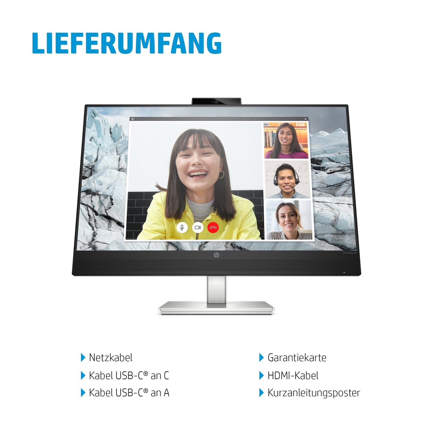 HP E - Series E27m G4 QHD USB - C - Konferenzmonitor - 68,6 cm (27") - 2560 x 1440 Pixel - Quad HD - LCD - 5 ms - Schwarz - Monitor