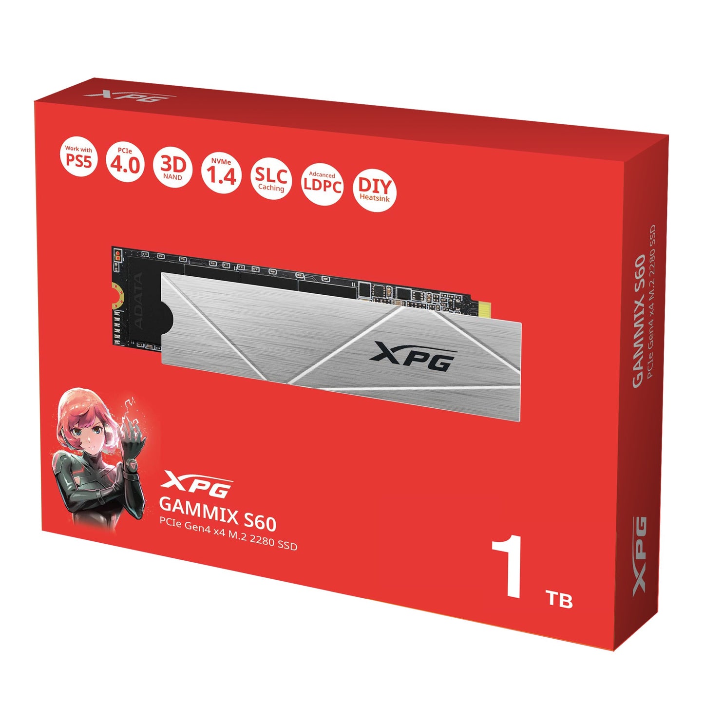 ADATA XPG GAMMIX S60 - 1 TB - intern - M.2 2280 - PCIe 4.0 x4 (NVMe) - SSD